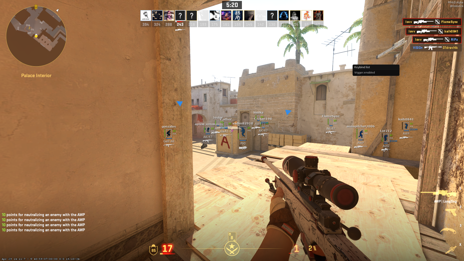 PPHUD interface screenshot